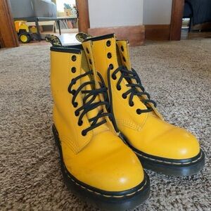Dr. Martens Yellow Leather Lace-Up Boots